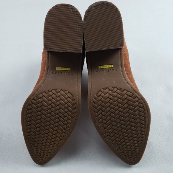 Cole Haan Val Ankle Boot Womens 8 Brown Suede Perforated Back Zip Grand Bootie - Picture 9 of 12